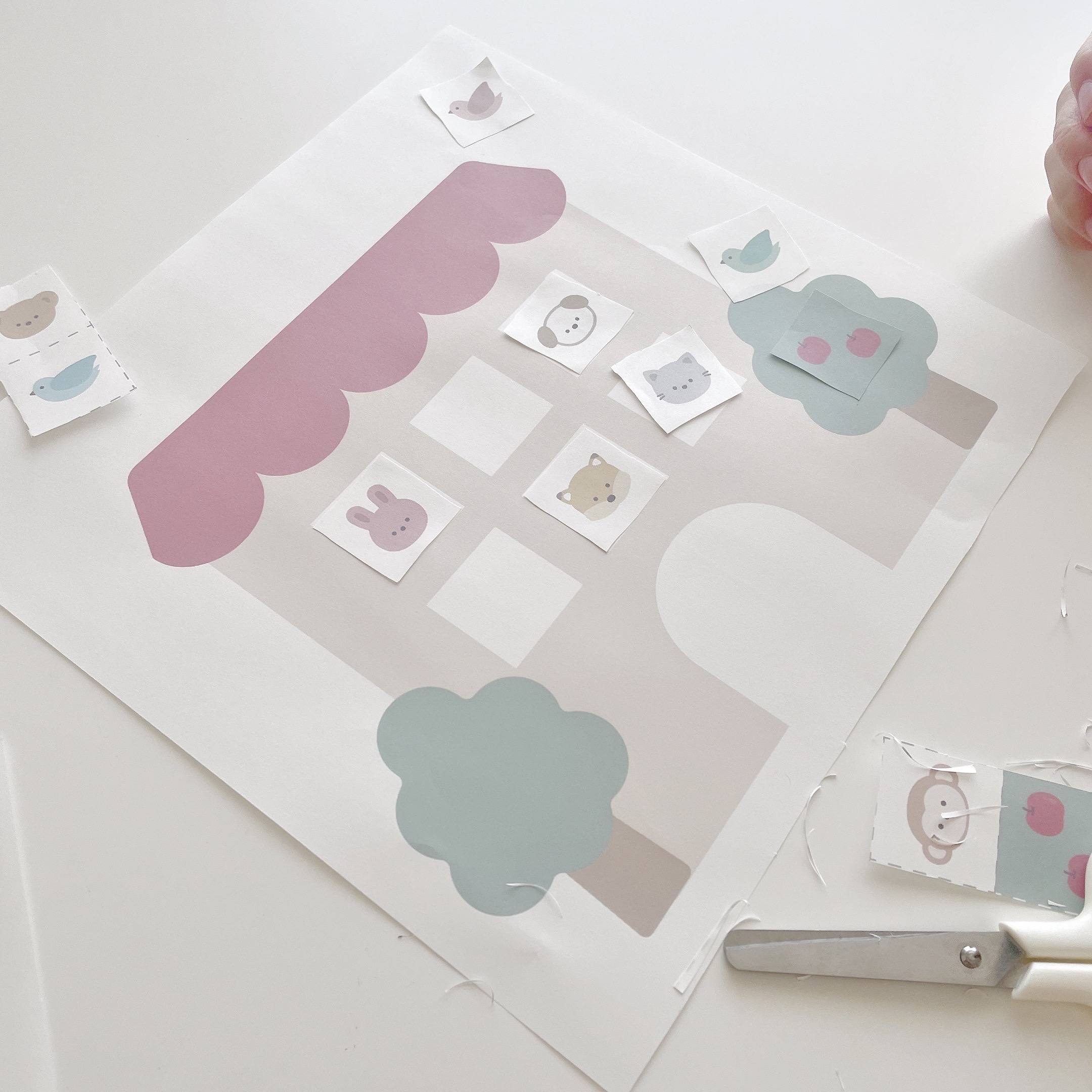 はさみの練習、お仕事、モンテッソーリ、かわいい、動物、無料知育ワーク ダウンロード