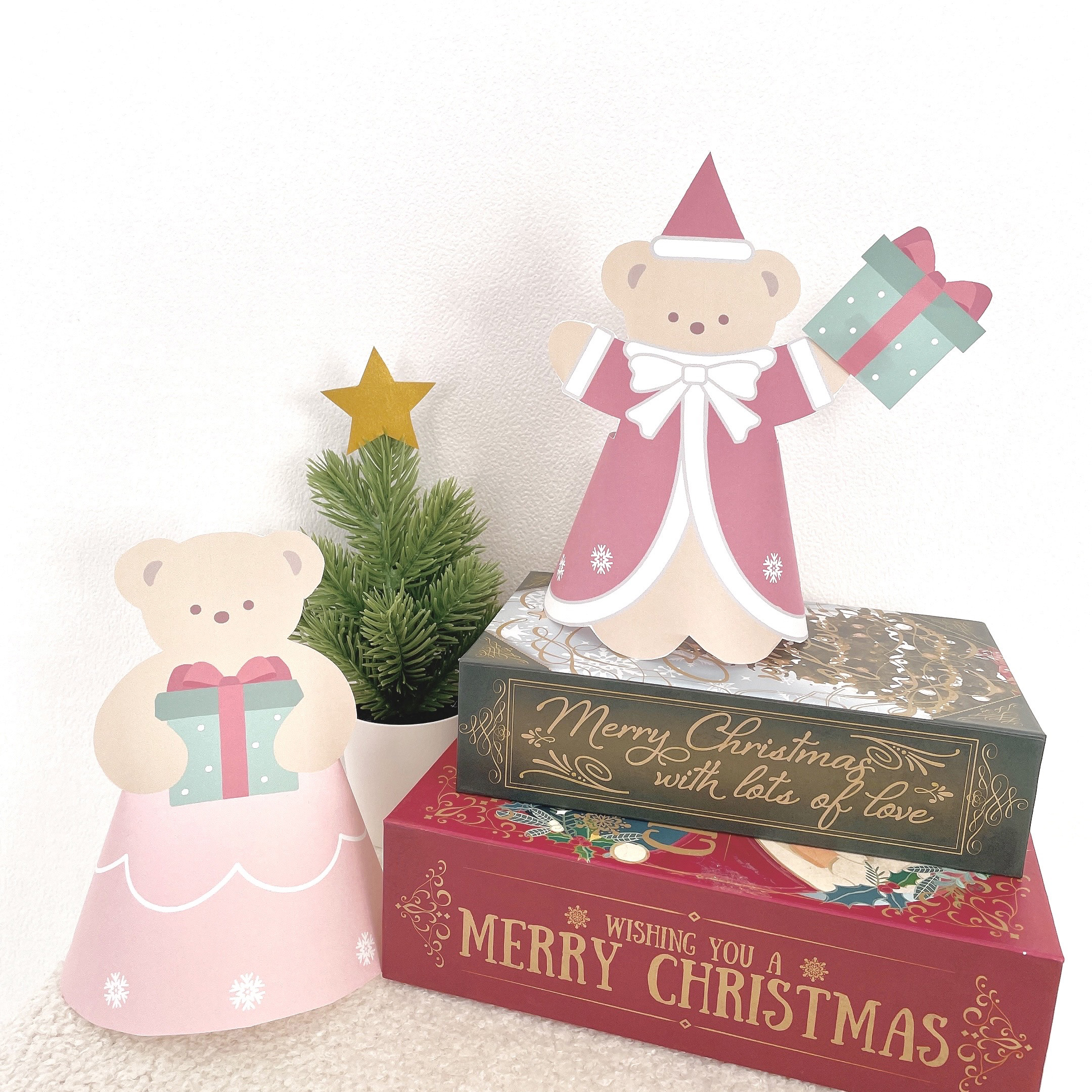 クリスマス立体工作、かわいい、くま