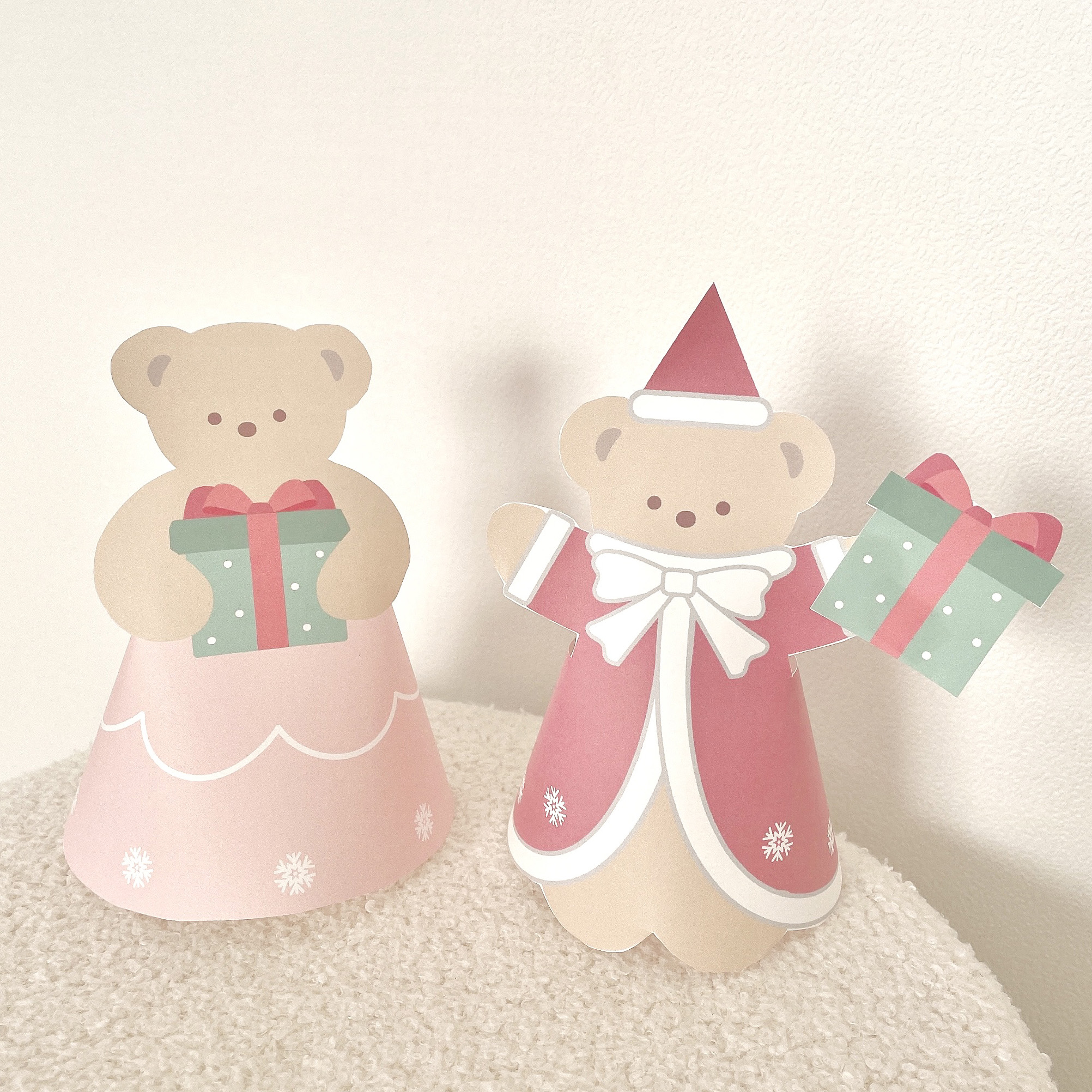 クリスマス立体工作、かわいい、くま